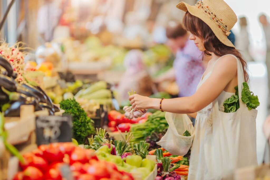 Shopping at local boston farmers market