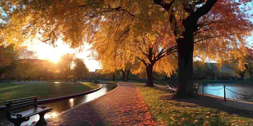 Boston Public Garden View in Fall