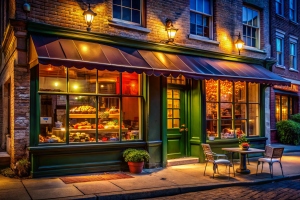 Cozy Sandwich Shop in Boston with Warm Lights