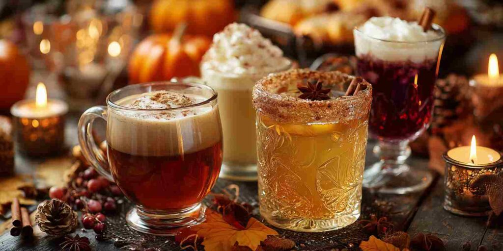 Festive Thanksgiving Drinks on A Decorated Table