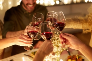 People Celebrating Thanksgiving with Drinks