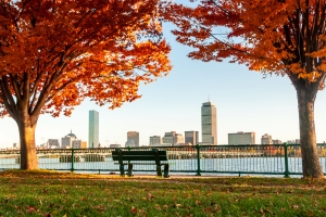 View of Boston Skyline in Fall