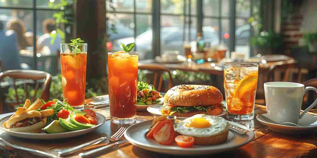 Bottomless Food and Drinks on A Table in Boston Restaurant