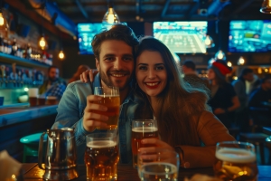 Couple Enjoying Drinks at Hecate Bar on Valentine
