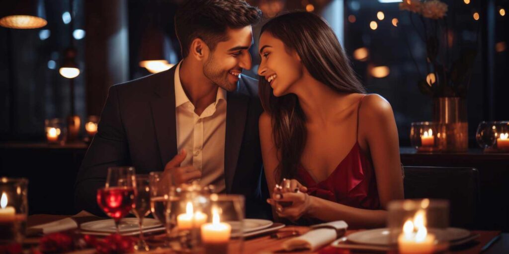 Couple Spending Time Together on Valentine in Restaurant in Boston